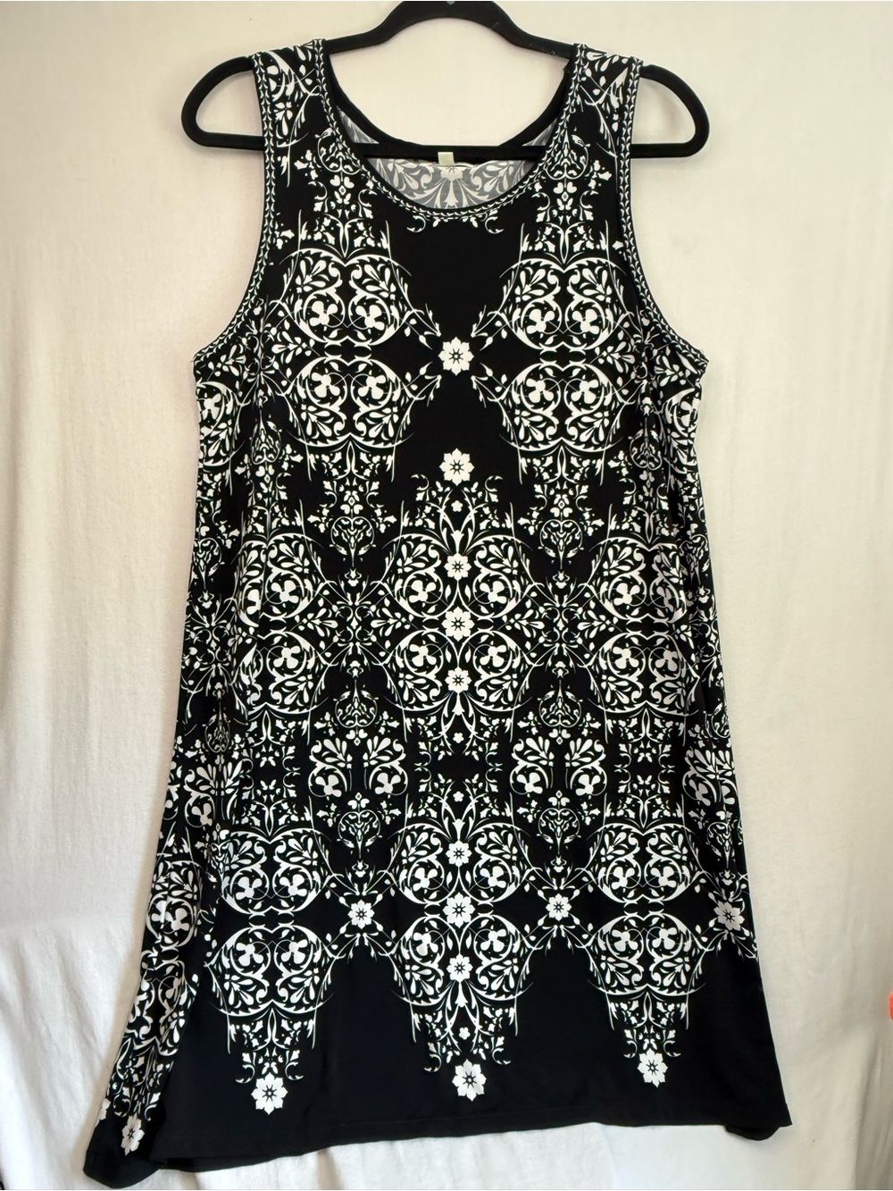 Max Studio Black & White Patterned Sleeveless A-Line Dress Size L